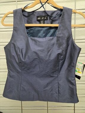 mxi Women's Sleeveless Square Neck Tank Top - Steel Blue